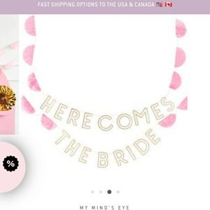 Here Comes The Bride Hanging Banner - Bridal Shower Decoration